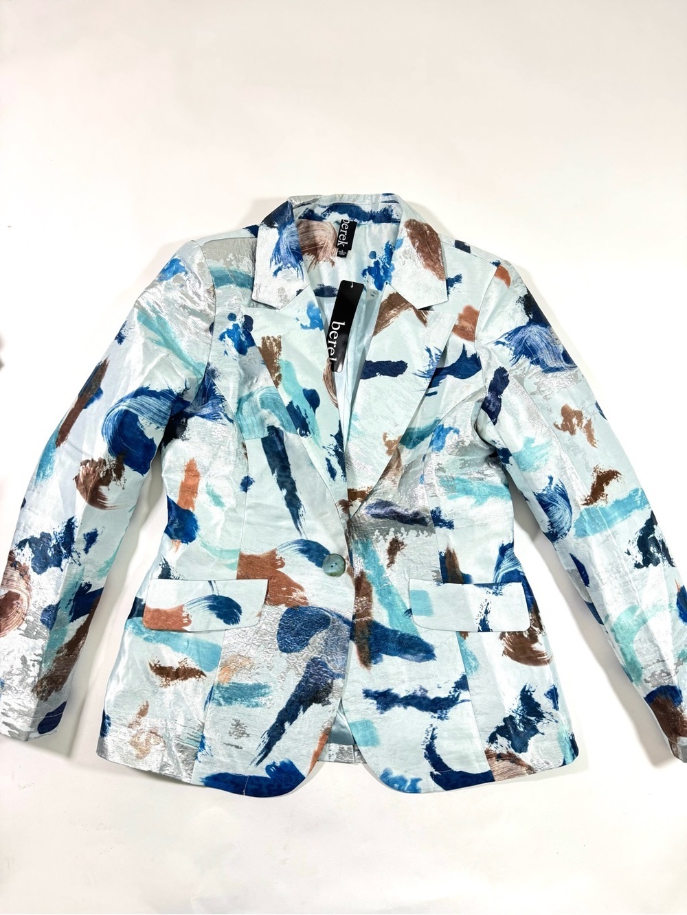 New Berek Artistic Brush Blazer Jacket Career Mature Blue Multi